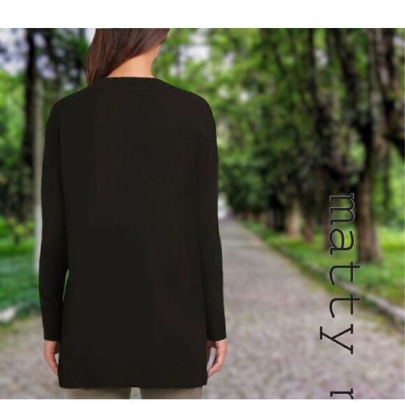 Matty M Women's V Neck Sweater with Side Slits Medium - Picture 2 of 5